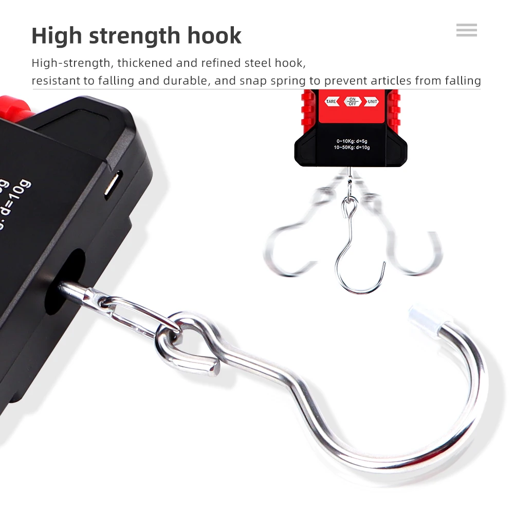 Báscula colgante Digital impermeable de 50kg/5g, Mini báscula de gancho LCD, báscula de mano electrónica portátil, báscula de pesaje para equipaje de pesca - imagen 3
