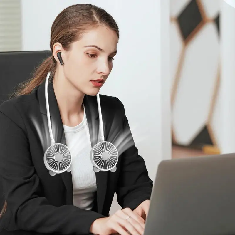 Ventilador portátil ajustable de 2 velocidades, dispositivo Personal recargable por USB, plegable, para cuello - imagen 3