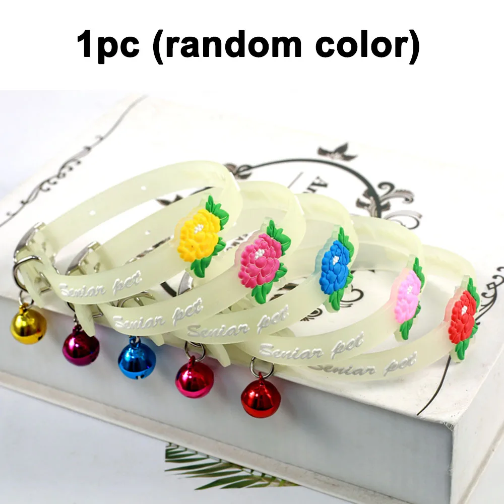 Collar para gatos que brilla en la oscuridad: Collar de silicona fluorescente con campana para collar nocturno antipérdida, suave para gatitos y perros pequeños - imagen 4