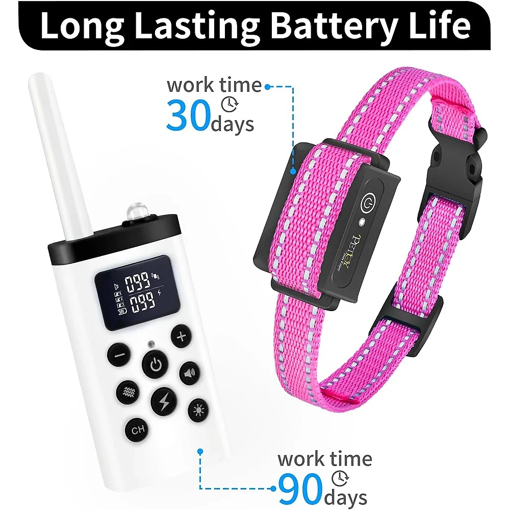 Collar de adiestramiento para perros de 3300 pies, Collar electrónico para perros antiladridos y entrenamiento automático, Collar vibratorio recargable e impermeable para perros - imagen 3