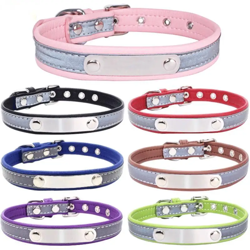 OUZEY-Collar reflectante para perros, Collar para mascotas con identificación grabada personalizada, Nylon impermeable, fácil de limpiar, accesorios para perros