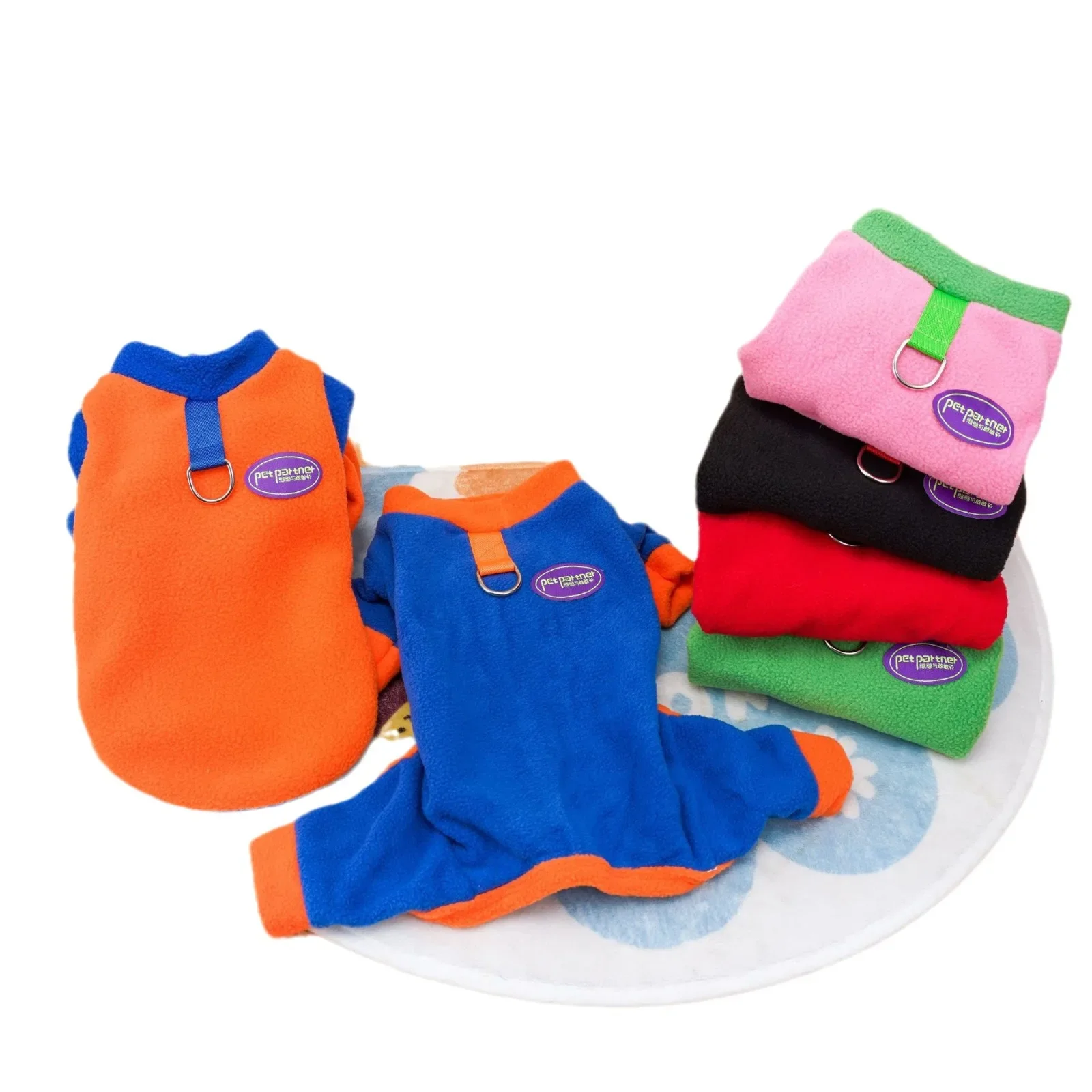 Otoño Invierno pantalones de cuatro patas contrastantes mono para mascotas ropa para perros pequeños chaqueta de retazos contrastantes oso de peluche perro pequeño - imagen 5