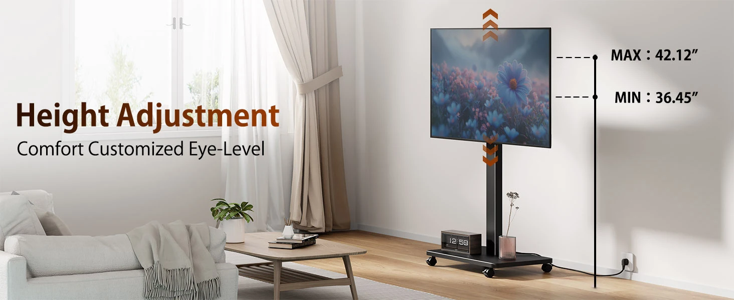 Soporte de TV portátil en entorno de sala de estar