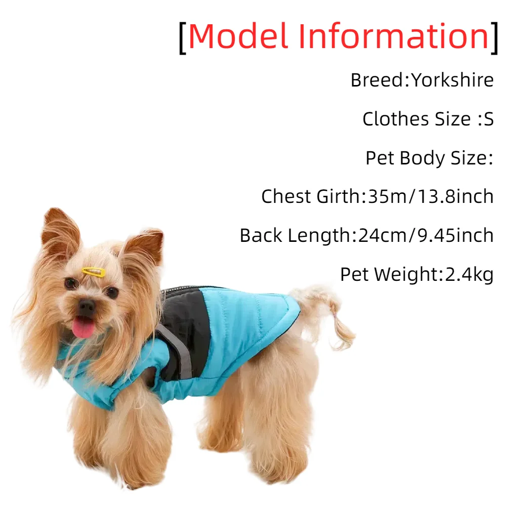 Ropa cálida de invierno para perros pequeños y medianos, chaqueta a prueba de viento para mascotas con arnés reflectante, abrigo para exteriores, Yorkshire, Chihuahua - imagen 5