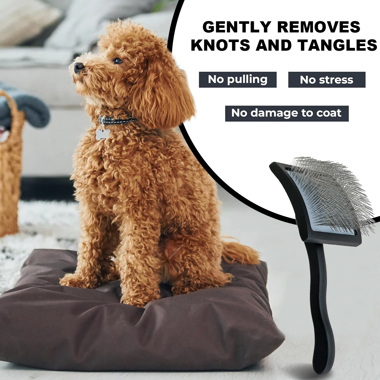 Cepillo para el cuidado de perros, cepillo para cortar perros, especialmente diseñado para palitos y garabatos, mezcla de pelusas, desenredar y demat, peine para perros - imagen 2