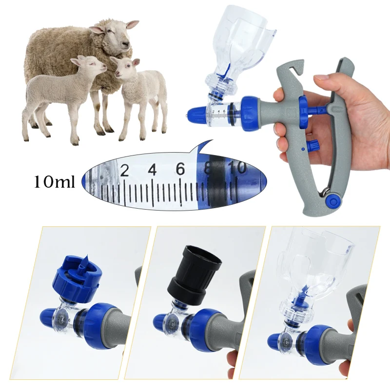 Jeringa de plástico automática con accesorios de repuesto de báscula de aguja, dispositivo de inyección continua multifuncional, herramienta veterinaria