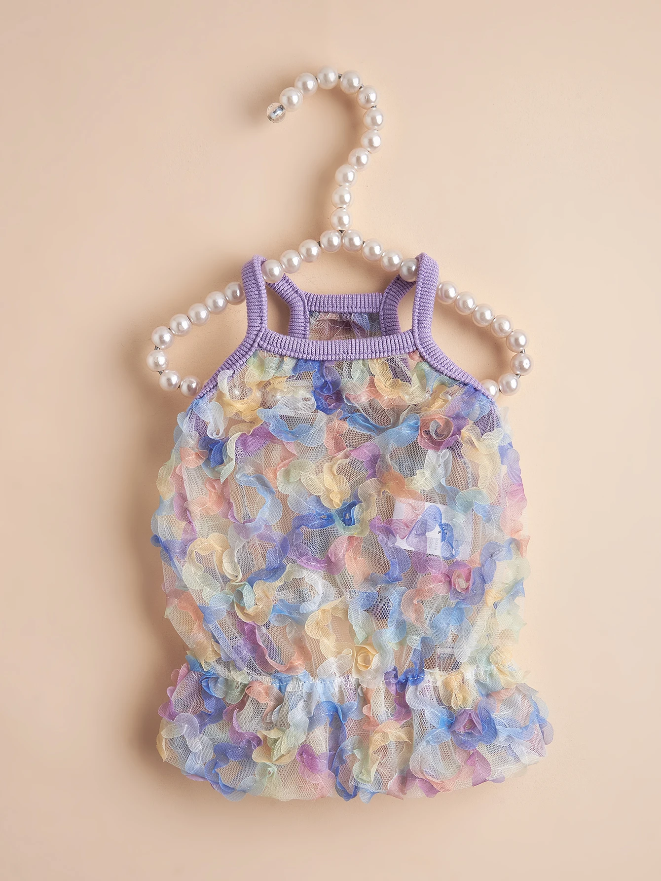 Ropa para mascotas, vestido para perros, falda floral de malla colorida, diseño de cabestrillo, para perros pequeños/gatos, ropa para perros y niñas, lindo traje de verano - imagen 5