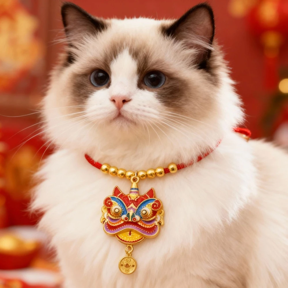 Collar trenzado rojo festivo para gatos y perros – Año Nuevo - imagen 4