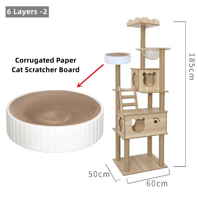 Plataforma multicapa, torre de árbol para gatos, casa de madera, cuerda de Sisal, postes raspadores para gatos, hamaca de molienda, marco de escalada para gatos - imagen 3