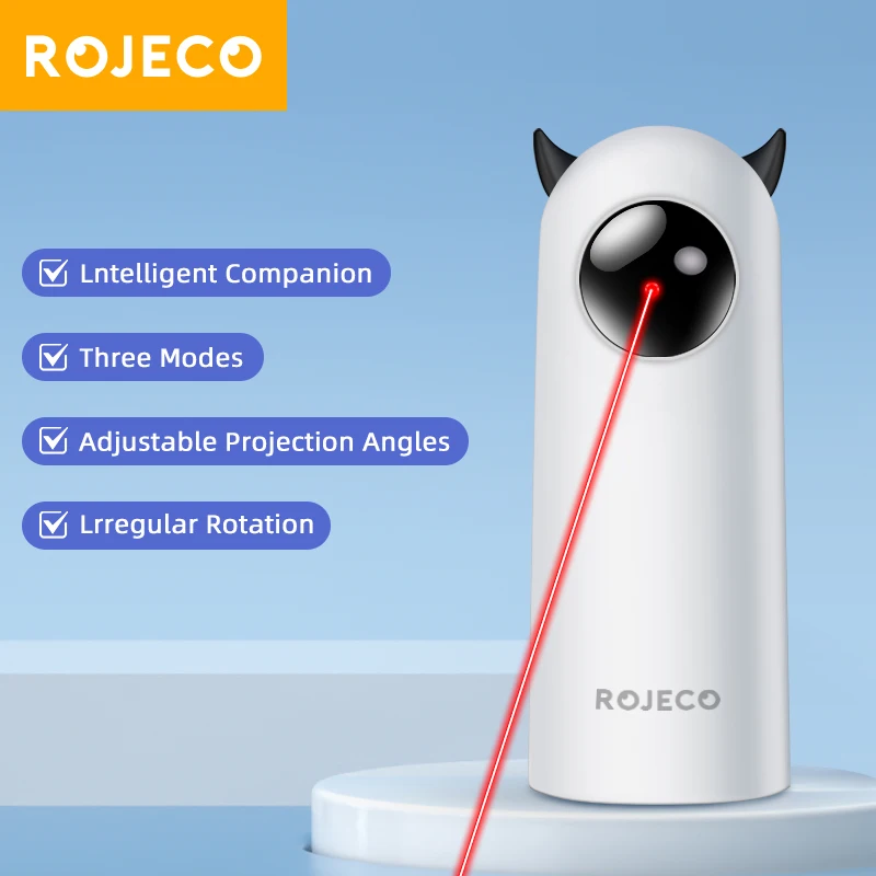 ROJECO-juguete automático para gatos, interactivo, inteligente, LED láser, accesorios de juguete para gatos de interior, juguetes electrónicos de mano para perros
