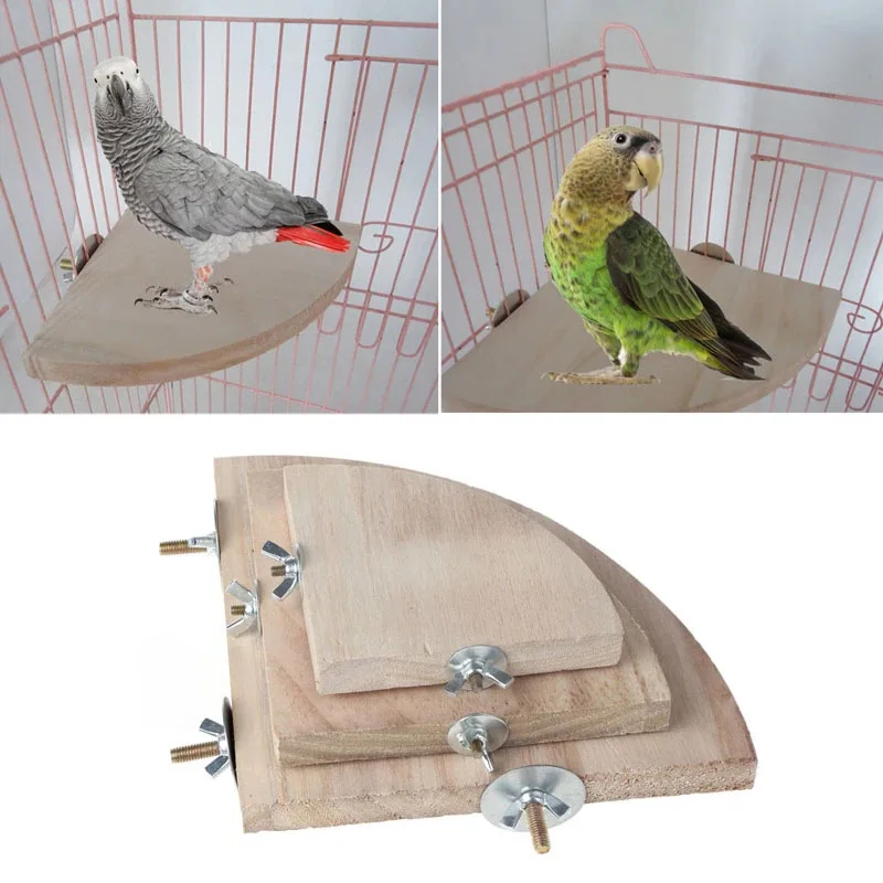 Estante de soporte de madera en forma de abanico para pájaros, percha para animales pequeños, Chinchilla, ardilla, hámster, accesorios para jaula - imagen 3