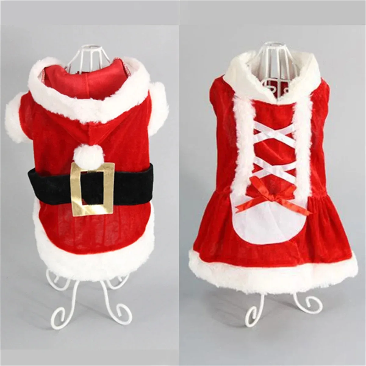 Ropa de Navidad para perros, disfraz de Papá Noel para perros, abrigo de invierno para cachorros y gatos, chaqueta, traje para perros con gorra, ropa cálida para perros y gatos