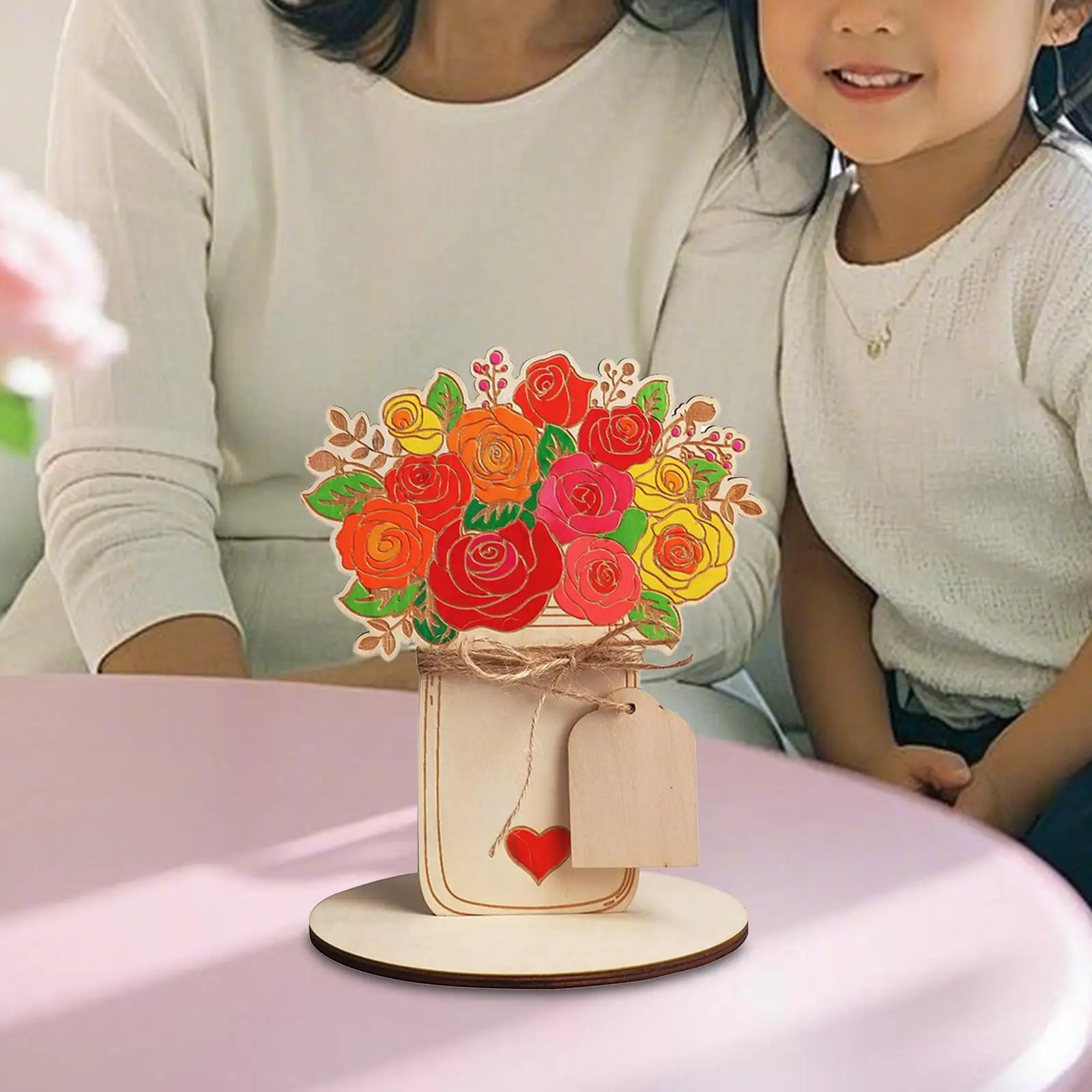 Artesanía floral decorativa para casa – Soporte de madera artesanal - imagen 5