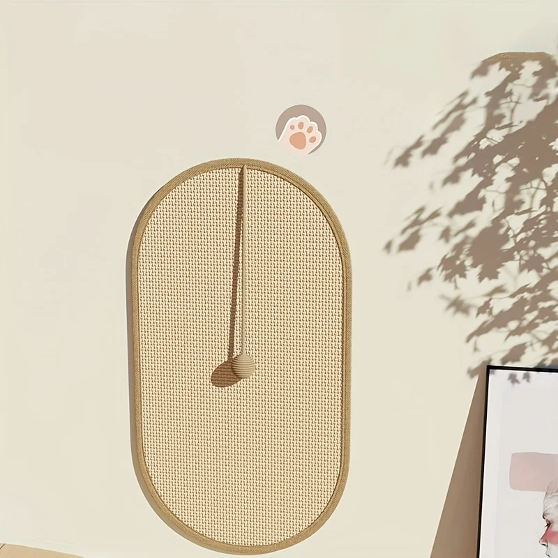 Estación para gatos de sisal 3 en 1: rascador lavable + pelota colgante de juguete y panel de pared autoadhesivo - imagen 5