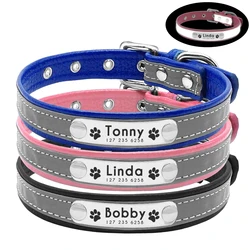 Collar reflectante personalizado para perros y mascotas, Collar ajustable con grabado gratis para perros pequeños y medianos, Collar para cachorros y gatitos, collares con etiqueta de identificación con placa de identificación