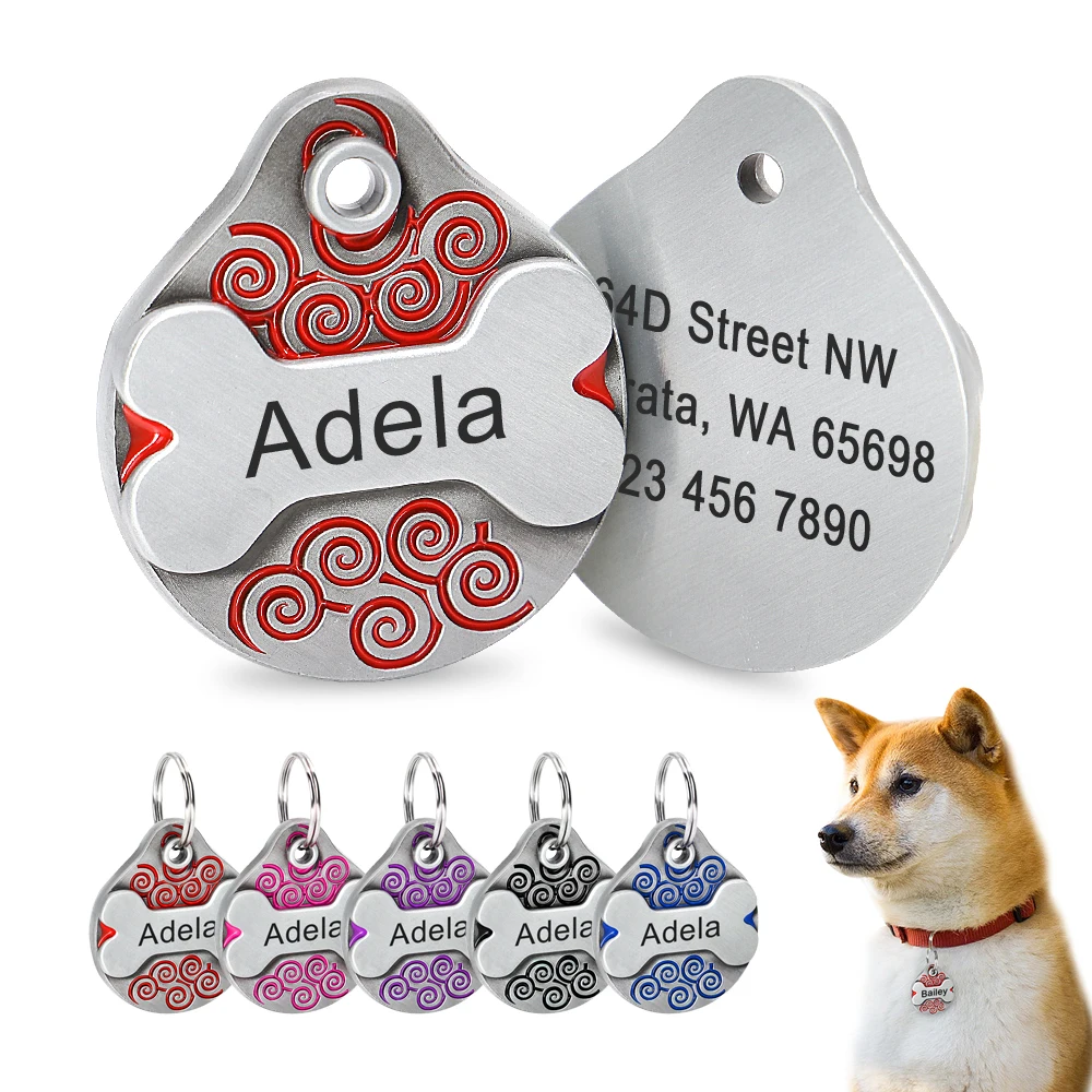 Etiqueta de identificación de perro personalizada, etiquetas personalizadas para perros y gatos, placa de identificación grabada gratis, colgante de Collar para cachorros y gatitos, accesorios antipérdida para mascotas