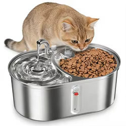 Bebedero automático silencioso de acero para perros y gatos