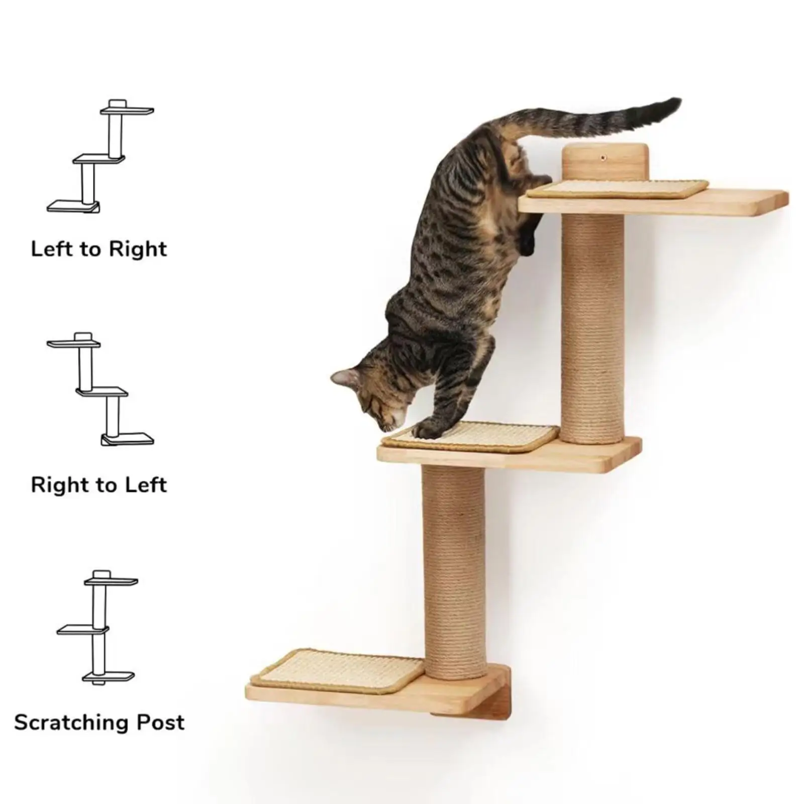 Cat Wall Shelves Steps Perch Supplies for Cats Cat Stairway for Jumping Exercise Scratching Lounging