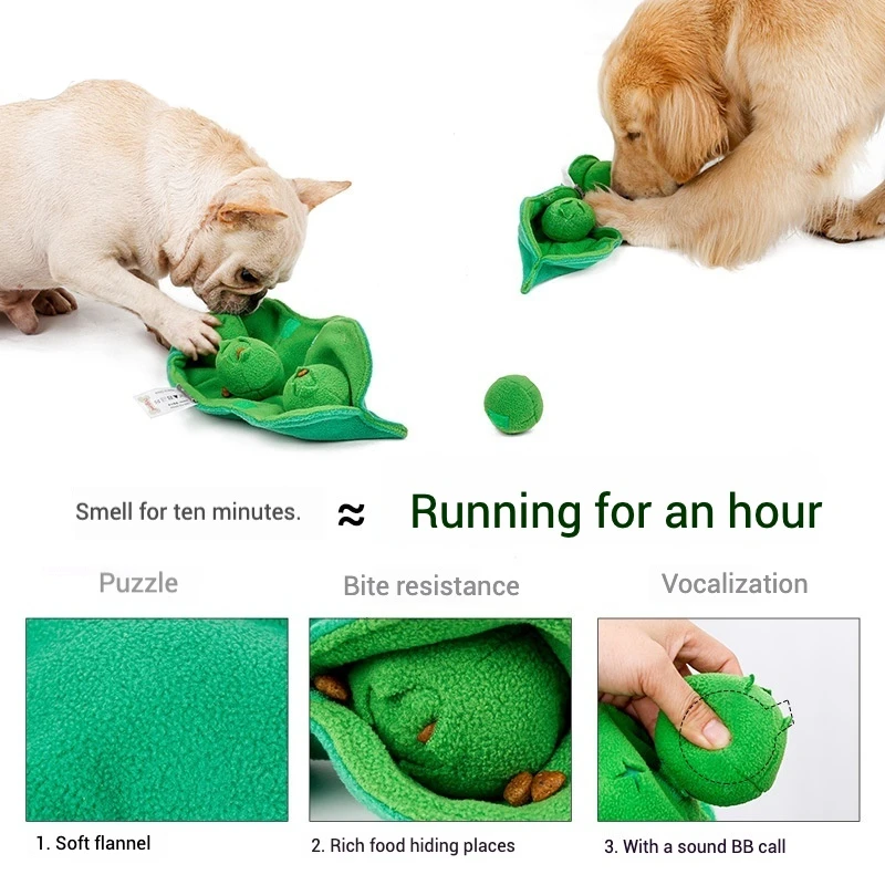 Juguete para olfatear mascotas con guisante para perros, juguete suave de peluche para masticar con bolsillos ocultos, chirriadores integrados, entrenamiento interactivo para el trabajo de la nariz - imagen 2