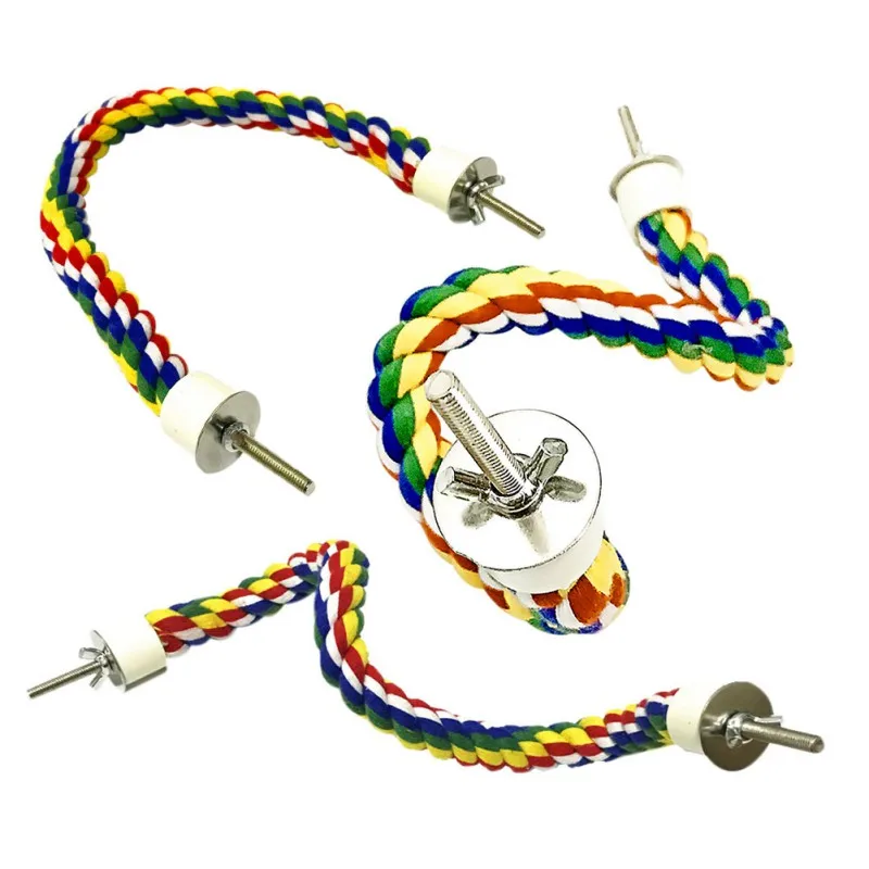 40/60/80/105cm cuerda colorida para loros colgante trenzado periquito jaula para pájaros cacatúa juguete soporte para mascotas accesorios escalera columpio suministros - imagen 3