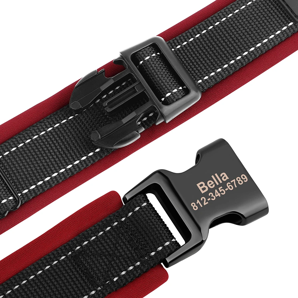 Customized Nylon Padded Pet Dog Collar Reflective Personalized Dog Collars For Small Medium Large Dogs Durable Necklaces - imagen 2