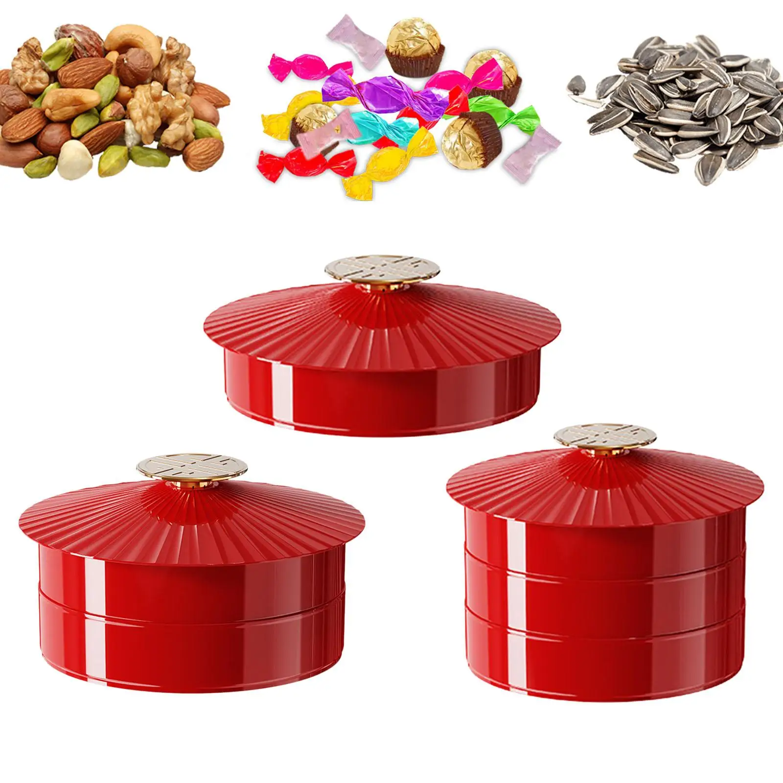 Divided Serving Tray with Lid PET PP Multipurpose Snack Organizer Decorative Round Tray for Home Parties Office