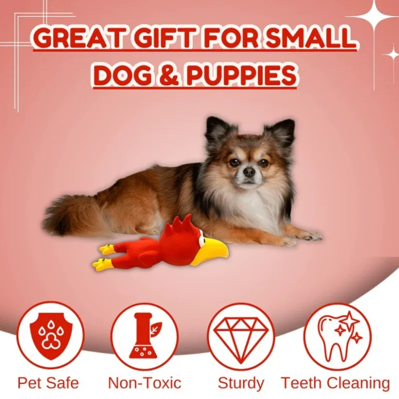 Los juguetes para perros hacen un sonido, juguete para perros de pollo, masticar de látex duradero para razas pequeñas a medianas, juego interactivo y salud dental - imagen 4