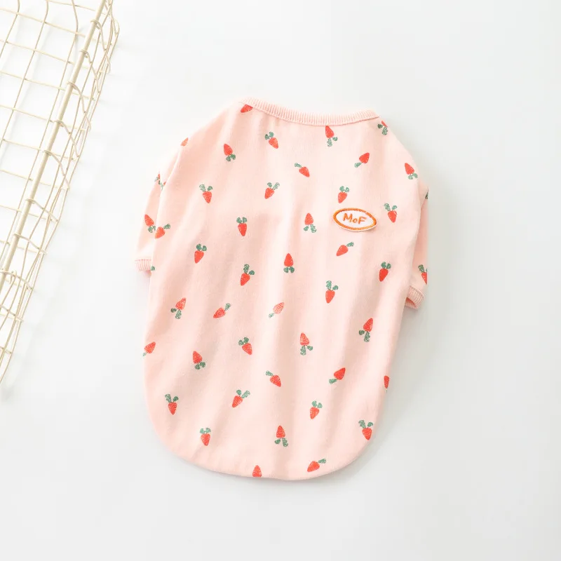 Camisa de fondo de zanahoria para mascotas, ropa de algodón gruesa, alta elasticidad, maltesa, Yorkshire, peluche, cachorro - imagen 4