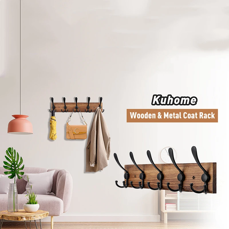 Perchero pared madera para perros y gatos – Ganchos para correa - imagen 4