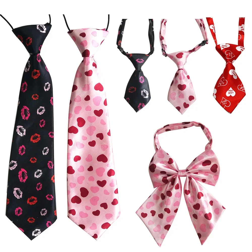 50pcs Valentine's Pink Pet Dog Bow Tie Girl Samll Dogs Bowties Dog Hair Bows Love Dog Bandana Large Dogs Neckties Pet Supplies - imagen 3