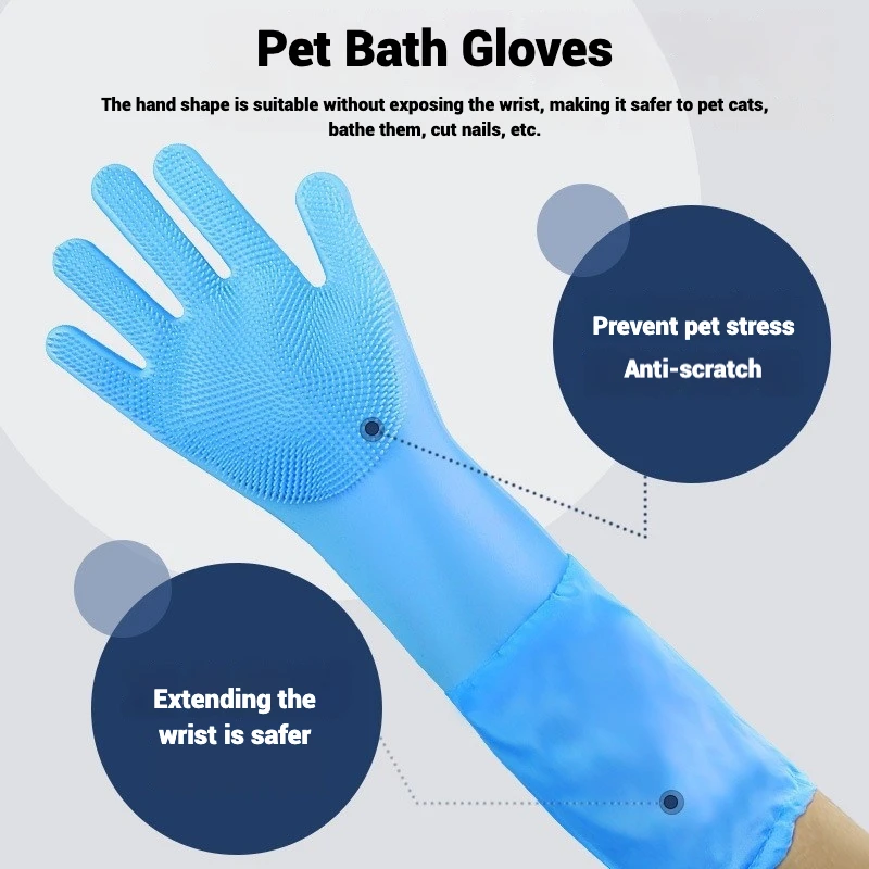 Guante de silicona con nódulos masajeadores para bañar perros y gatos - imagen 5
