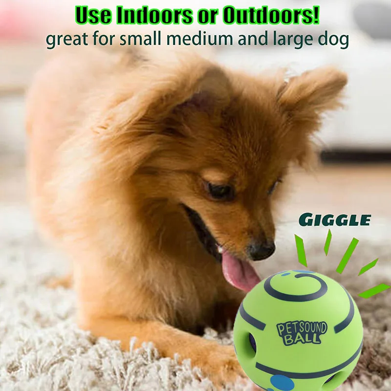 Wobble Wag Giggle Ball, juguete interactivo para perros, sin batería, juguetes chirriantes para perros pequeños, medianos y grandes, juguete de atención para perros - imagen 3