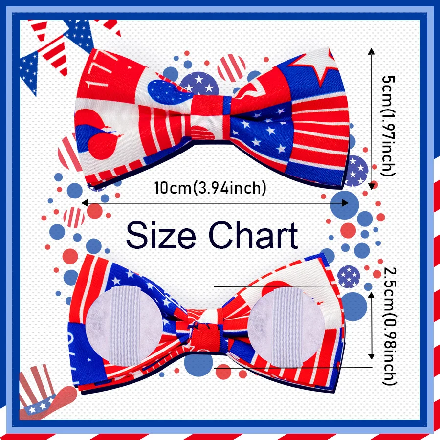 50/100ps American Independence Day Dog Accessories Dog Collar Bow Tie Slidable Dog Collar Accessories Pet Supplies For 4th July - imagen 3