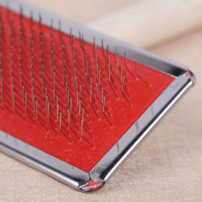 Peine de aguja de acero para perros y mascotas con mango de madera, cepillo de depilación para perros y gatos, rastrillo, herramienta de masaje de limpieza para mascotas, cepillo para mascotas