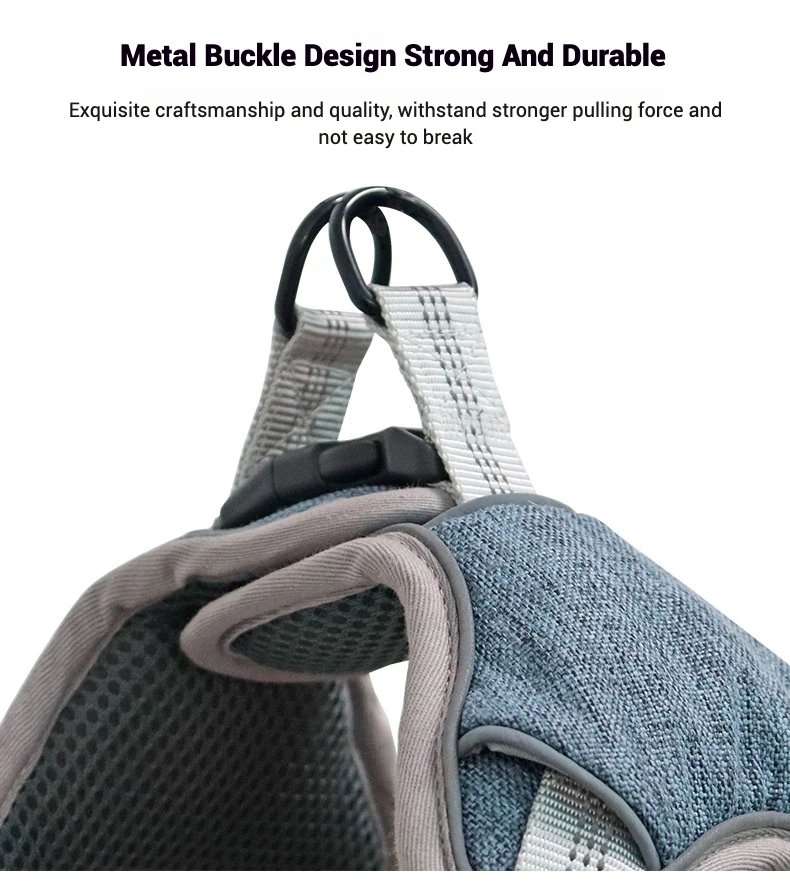 Harnais réfléchissant à boucle réglable pour chien, gilet Durable sans traction, doux et respirant pour animaux de compagnie avec verrouillage de sécurité pour petits, moyens et grands chiens - imagen 5