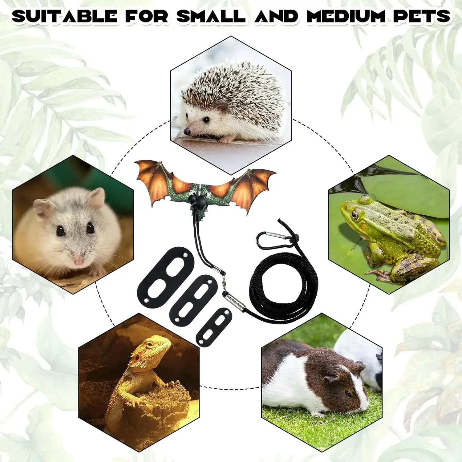 Arnés de correa de lagarto dragón barbudo, arnés ajustable de cuero fresco con ala de dinosaurio, arnés para reptiles, correa para lagarto dragón barbudo - imagen 5