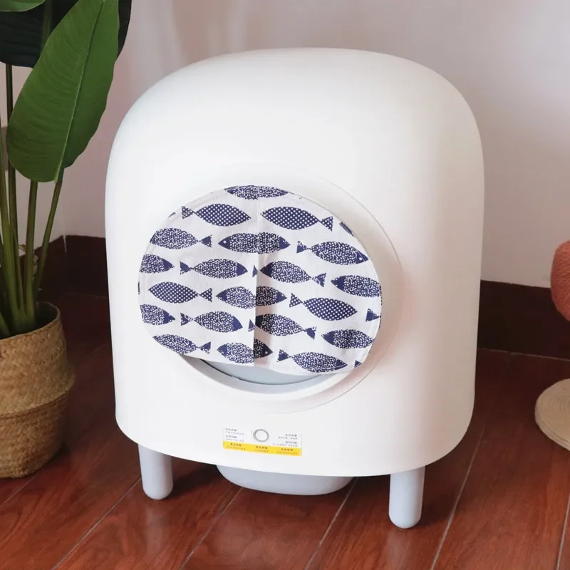 Cortina de puerta a prueba de olores y polvo para lavabo de gato, cortinas a juego, 18 estilos para Petree, caja de arena automática, productos para mascotas - imagen 4