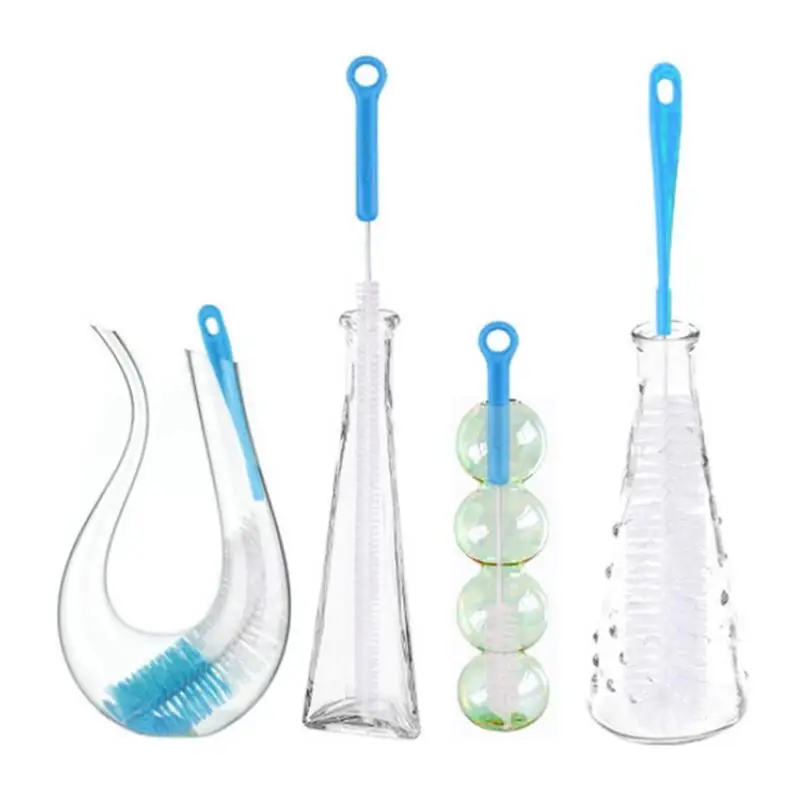 Cepillos de limpieza de botellas, 4 piezas, cepillo de lavado de botellas pequeño con mango largo, cepillo de paja y depurador de botellas para taza de botella de cuello estrecho - imagen 2