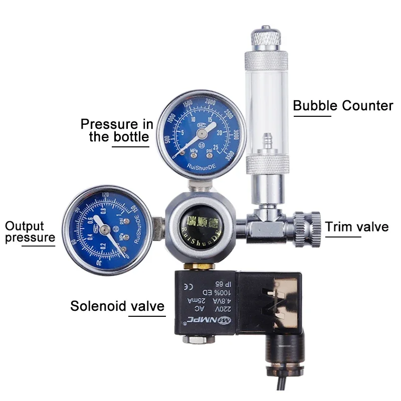 Kit CO2 acuario válvula solenoide - Detalle de la válvula solenoide