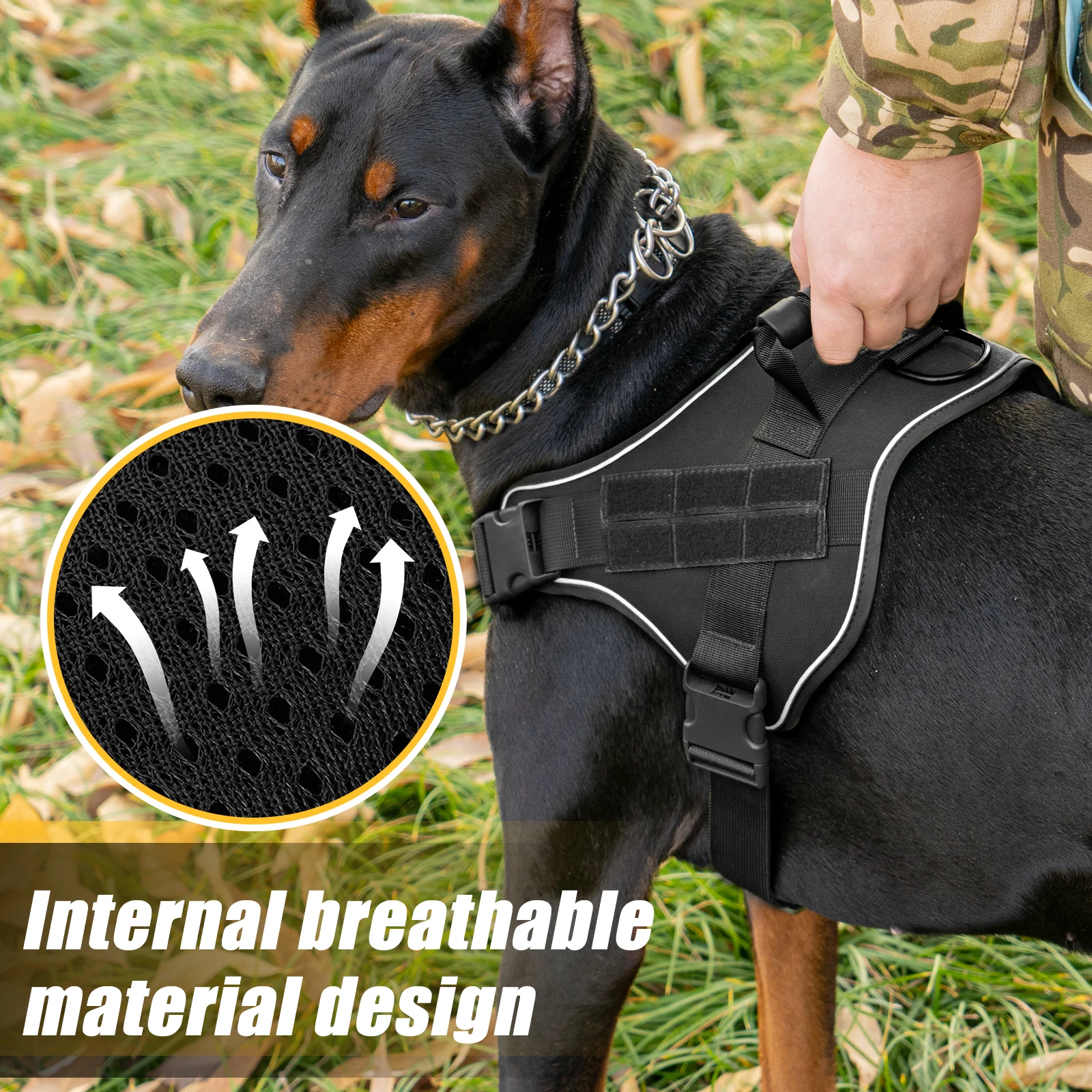 Arnés táctico para perros, chaleco de entrenamiento para mascotas Doberman Pinscher, arnés para perros pequeños, medianos y grandes a prueba de explosiones - imagen 5