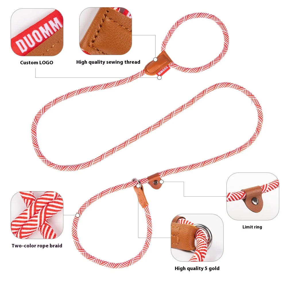 Correa de perro antiescape de primera calidad, diseño Jacquard coreano para razas pequeñas y medianas, cadena P sin extracción con Clip de seguridad, adorno reflectante - imagen 3