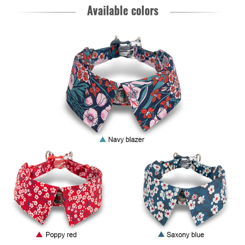 Pajarita ajustable suave cómoda perros pequeños medianos TLC5411 con collar floral de algodón