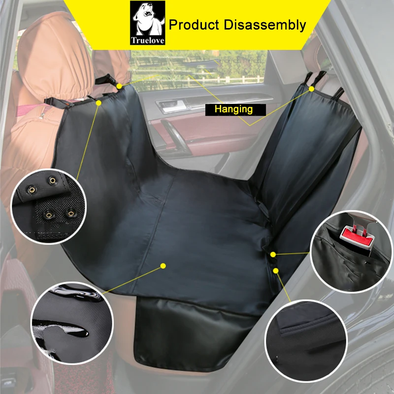 Truelove-Funda de asiento de coche para mascotas, cubierta de asiento trasero para coches, SUVs, camiones, diseño con cremallera, perros y gatos, impermeable, duradera, a prueba de arañazos, TLP1981 - imagen 5
