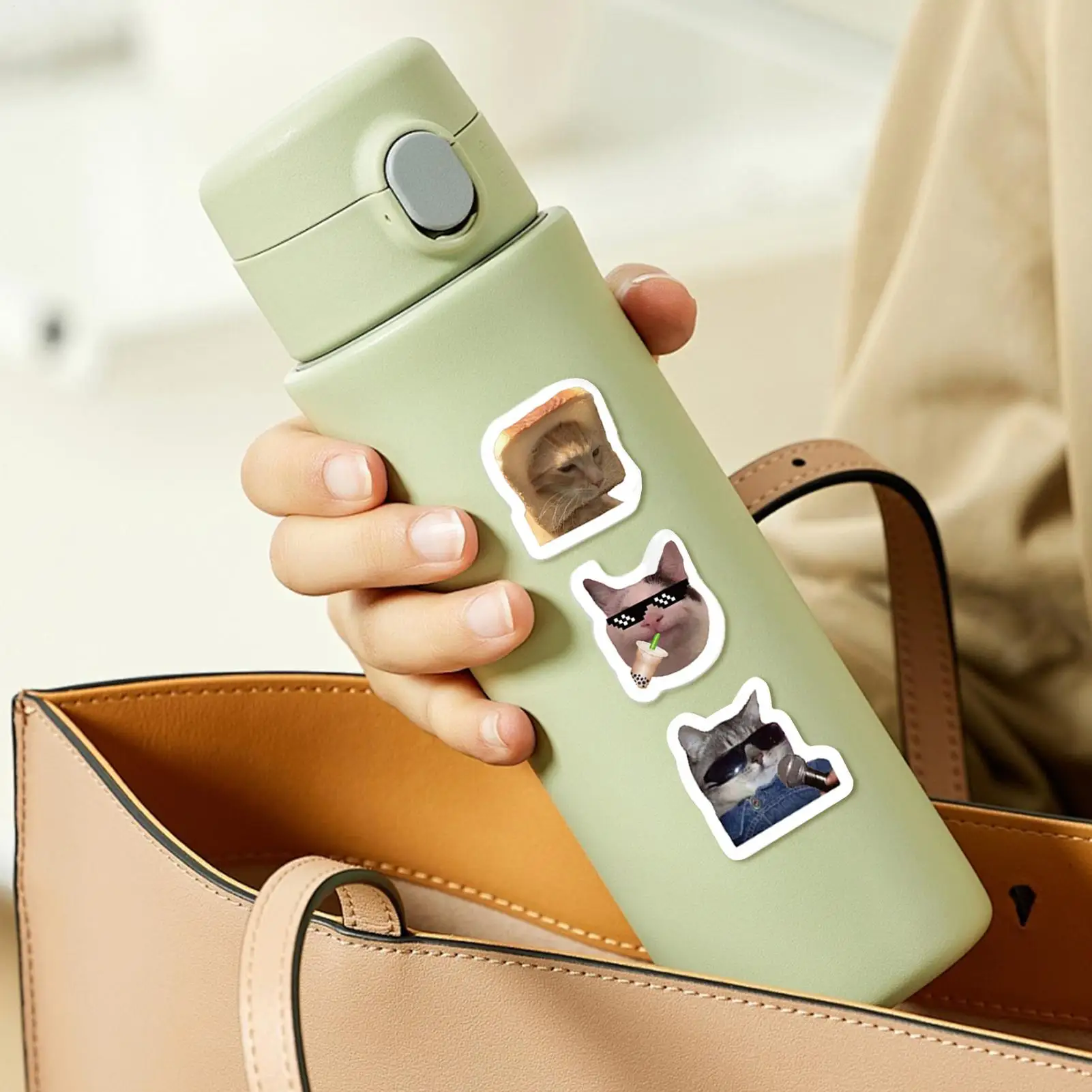 500 uds/rollo de pegatinas de grafiti de dibujos animados de gatos divertidos DIYs teléfono guitarra portátil maleta para portátil pegatina impermeable juguetes para niños - imagen 5