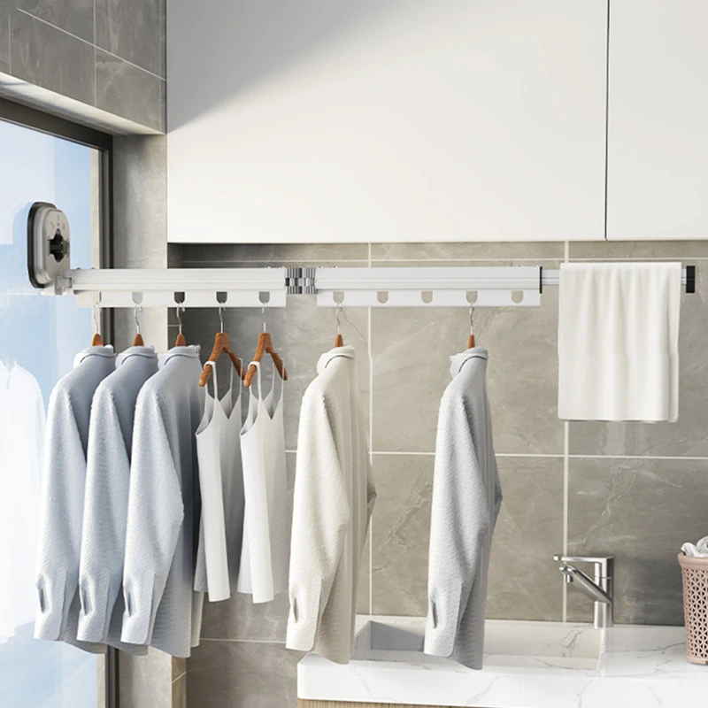Tendedero de tela retráctil con ventosa, soporte de pared para el hogar, tendedero para secar toallas, colgador de ropa, ahorro de espacio - imagen 4