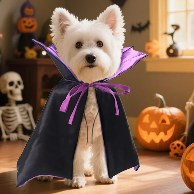 Capa de Halloween para mascotas, disfraz y máscara de Cosplay para perros y gatos, conjunto de ropa divertida y elegante para mascotas, accesorios de vestir para Festival para gatitos - imagen 2