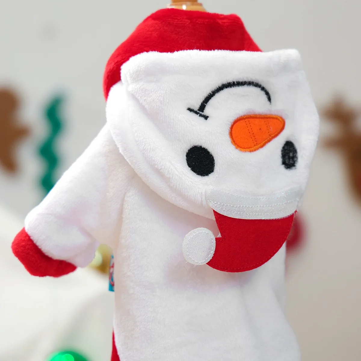 Disfraz de muñeco de nieve de Navidad para perros de compañía, sudadera de franela transpirable para gatito, conjunto de bufanda, monos para fiesta de Bulldog Francés, gato y cachorro - imagen 5