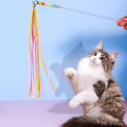 Juguete interactivo para gatos con borlas arcoíris y campana – Resistente a mordeduras