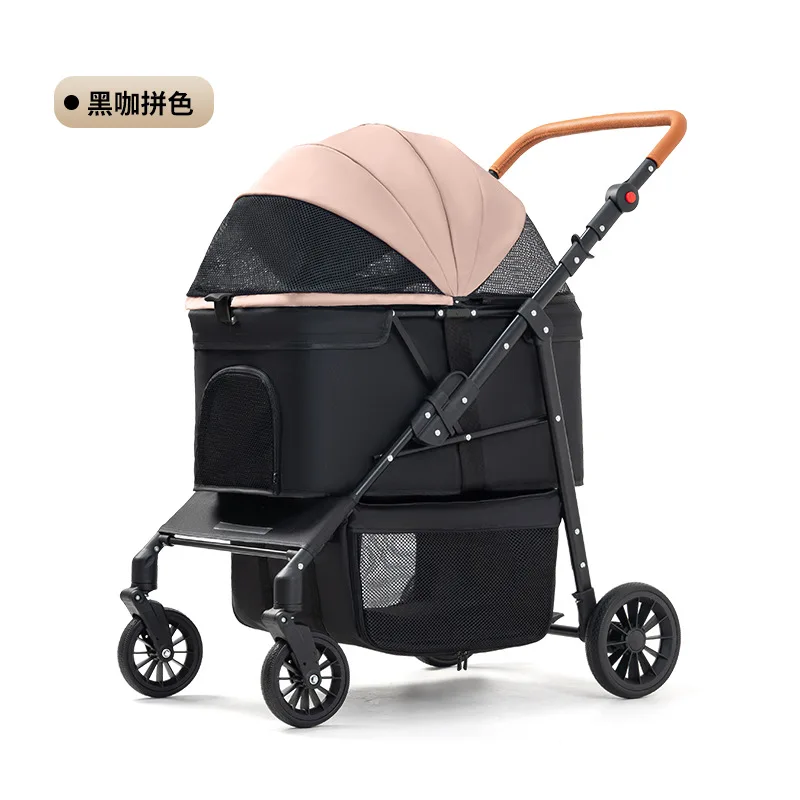 Cochecitos para perros y gatos, cochecitos para bebés de peluche para perros y gatos, carrito para mascotas, ligero y plegable para exteriores - imagen 5