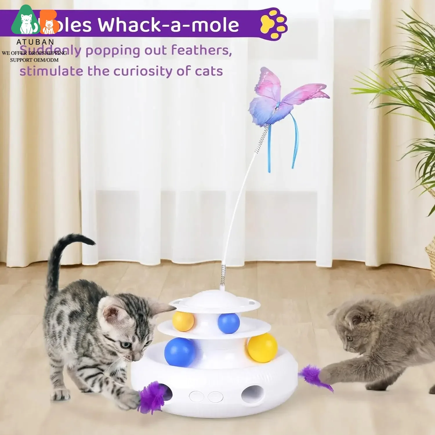 Juguete interactivo 3 en 1 para gatos de interior, Recargable - imagen 5